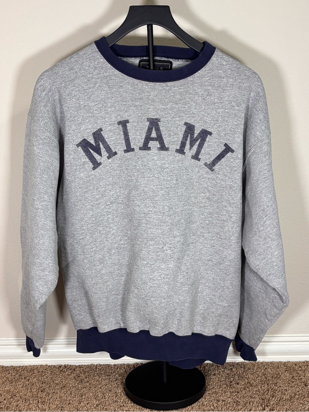 Vintage Jones & Mitchell Miami Sweatshirt Gray Navy L